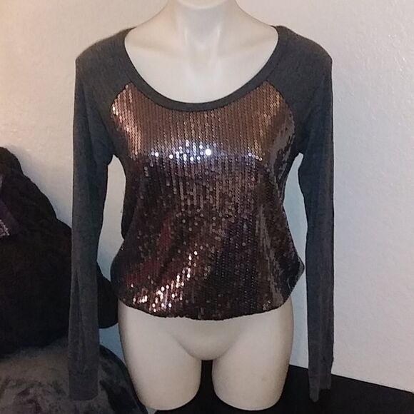 Beautiful gray sequin top - Picture 1 of 5
